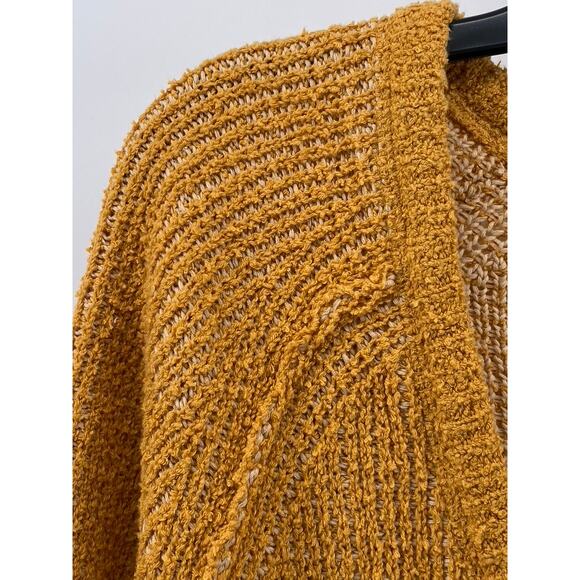 FREE PEOPLE Women's Gold Yellow Knit V-Neck Long Sleeve Slouchy Sweater SZ S - Picture 4 of 11